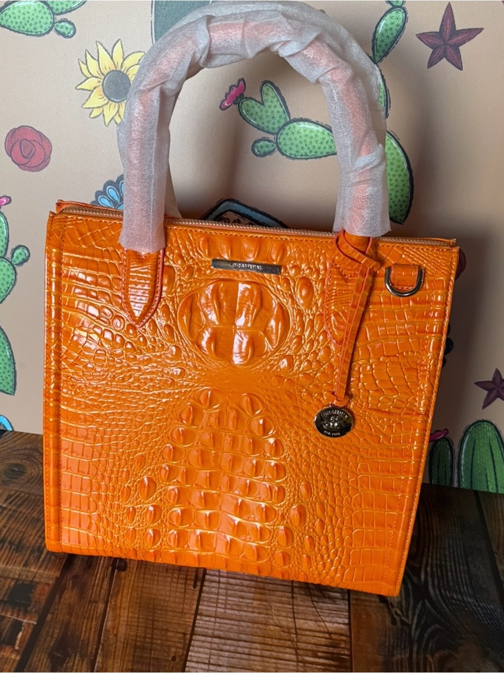 FIRM $ Brahmin Caroline Mango Orange Melbourne Leather Bag New with Tags! - Picture 7 of 14